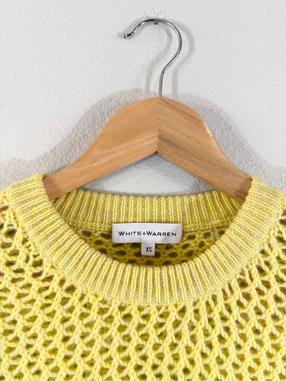 White + Warren Cashmere Sweater Marled Mesh Lime Crewneck Size XS - Picture 5 of 10